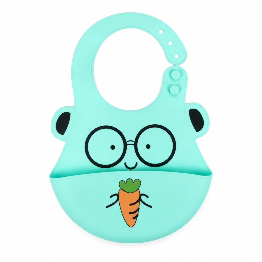 CHINA BABY SILICONE BIB RABBIT GREEN