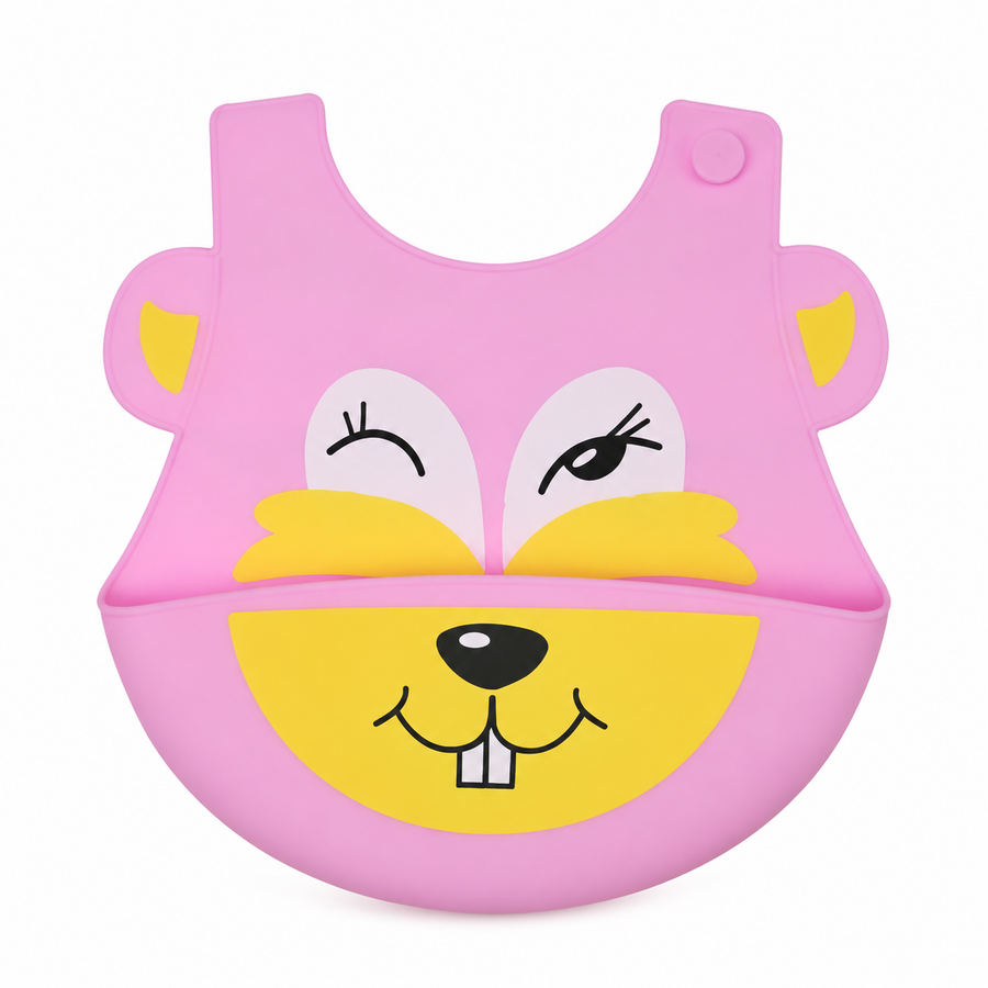 CHINA BABY SILICONE BIB RABBIT PINK