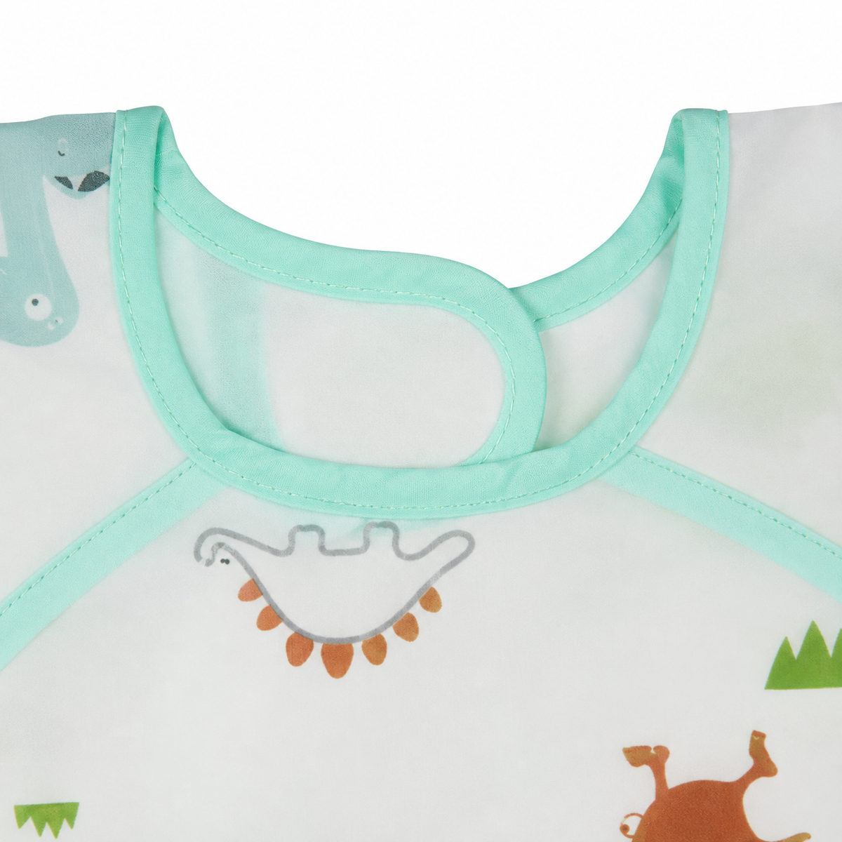 FULL COVERAGE LONG SLEEVE FEEDING BIB FOR BABIES WASHABLE AND WATERPROOF DINO PRINT