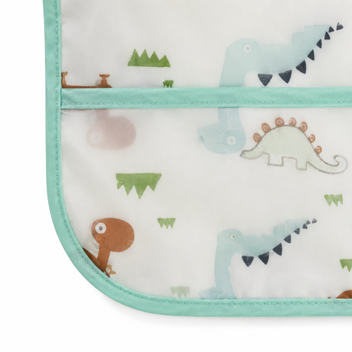 FULL COVERAGE LONG SLEEVE FEEDING BIB FOR BABIES WASHABLE AND WATERPROOF DINO PRINT