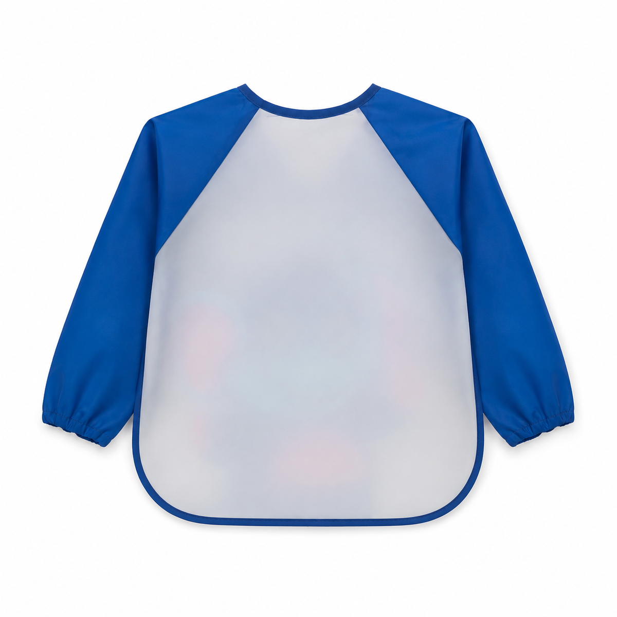 FULL SLEEVES WATERPROOF BABY BIB BLUE ELEPHANT PLASTIC APRON FOR FEEDING & ARTS
