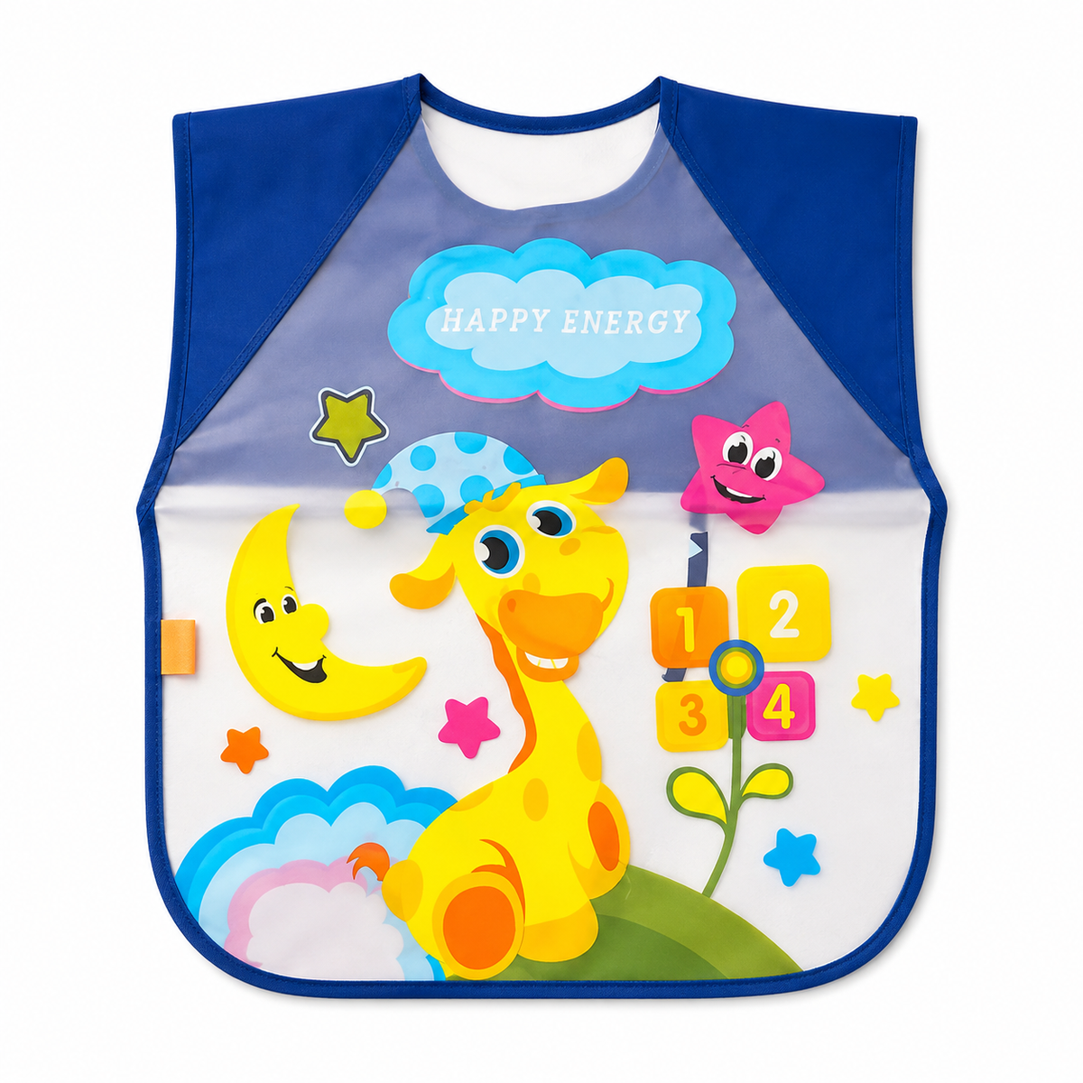 FULL SLEEVES WATERPROOF BABY BIB CUTE GIRAFFE PLASTIC APRON FOR FEEDING & ARTS
