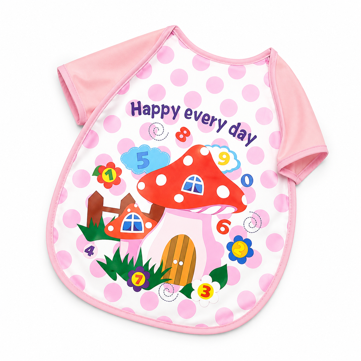 HAPPY EVERY DAY PRINT BABY APRON BIB WATERPROOF FULL COVER