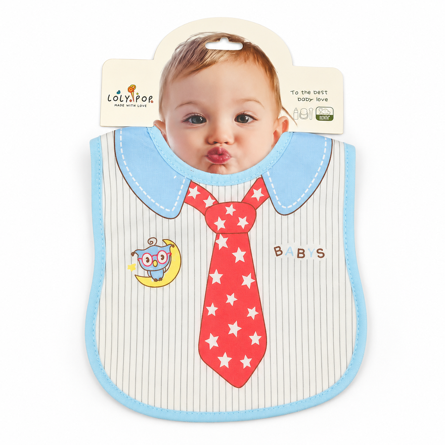 LOLY POP LITTLE BOSS PRINTED PREMIUM BIB WITH BLUE STAR TIE