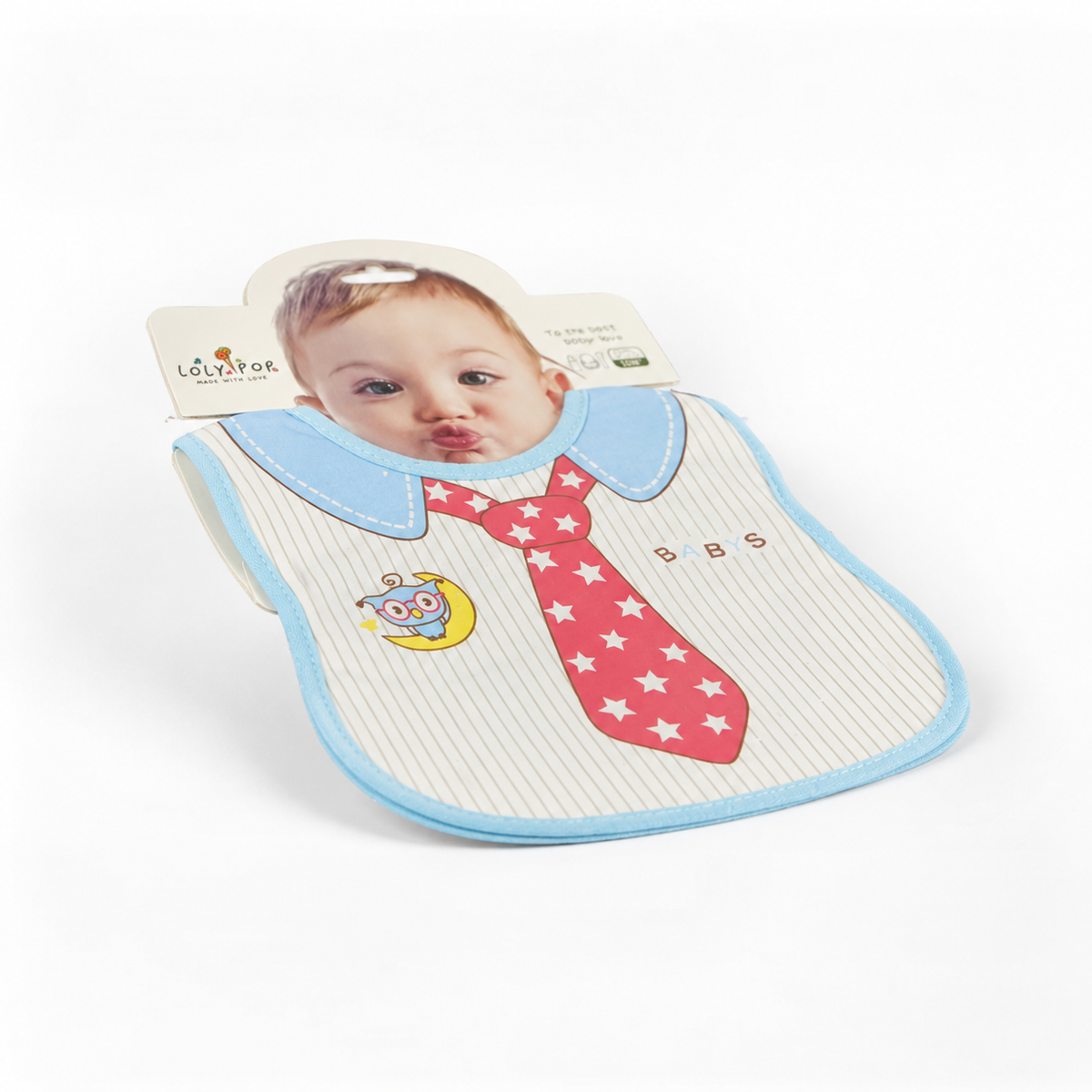 LOLY POP LITTLE BOSS PRINTED PREMIUM BIB WITH BLUE STAR TIE