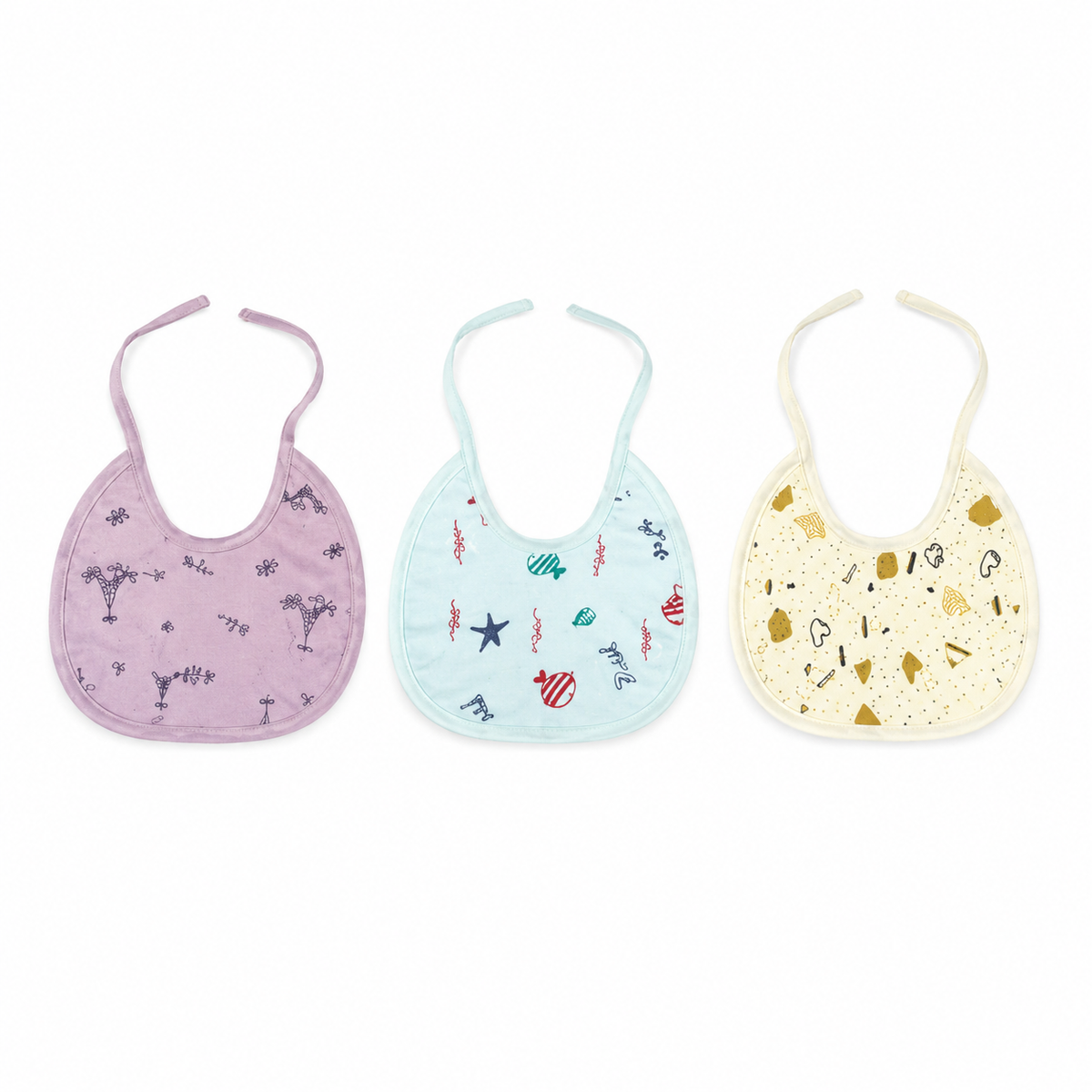 MEDIUM 3 PACK PREMIUM COTTON BABY BIBS SEA LIFE, BALON & SHIP THEM