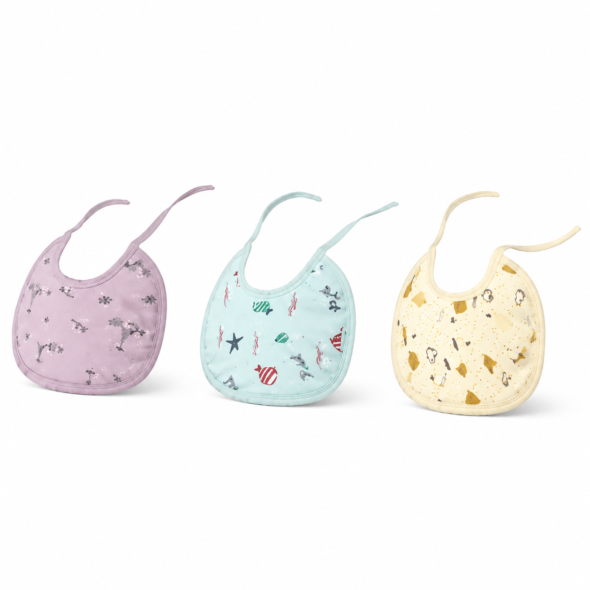 MEDIUM 3 PACK PREMIUM COTTON BABY BIBS SEA LIFE, BALON & SHIP THEM
