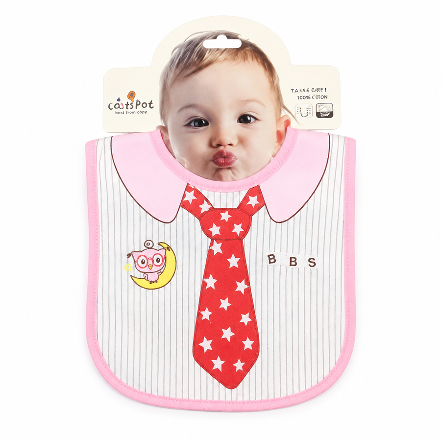 LOLY POP LITTLE BOSS PRINTED PREMIUM BIB WITH RED STAR TIE