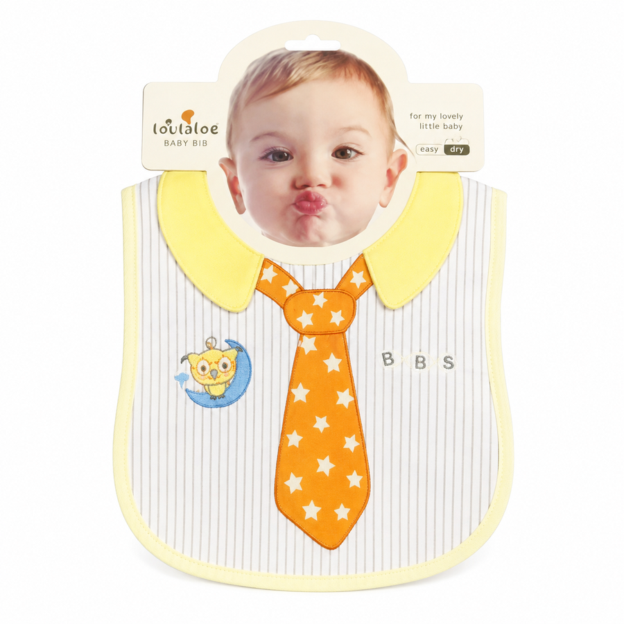 LOLY POP LITTLE BOSS PRINTED PREMIUM BIB WITH YELLOW STAR TIE