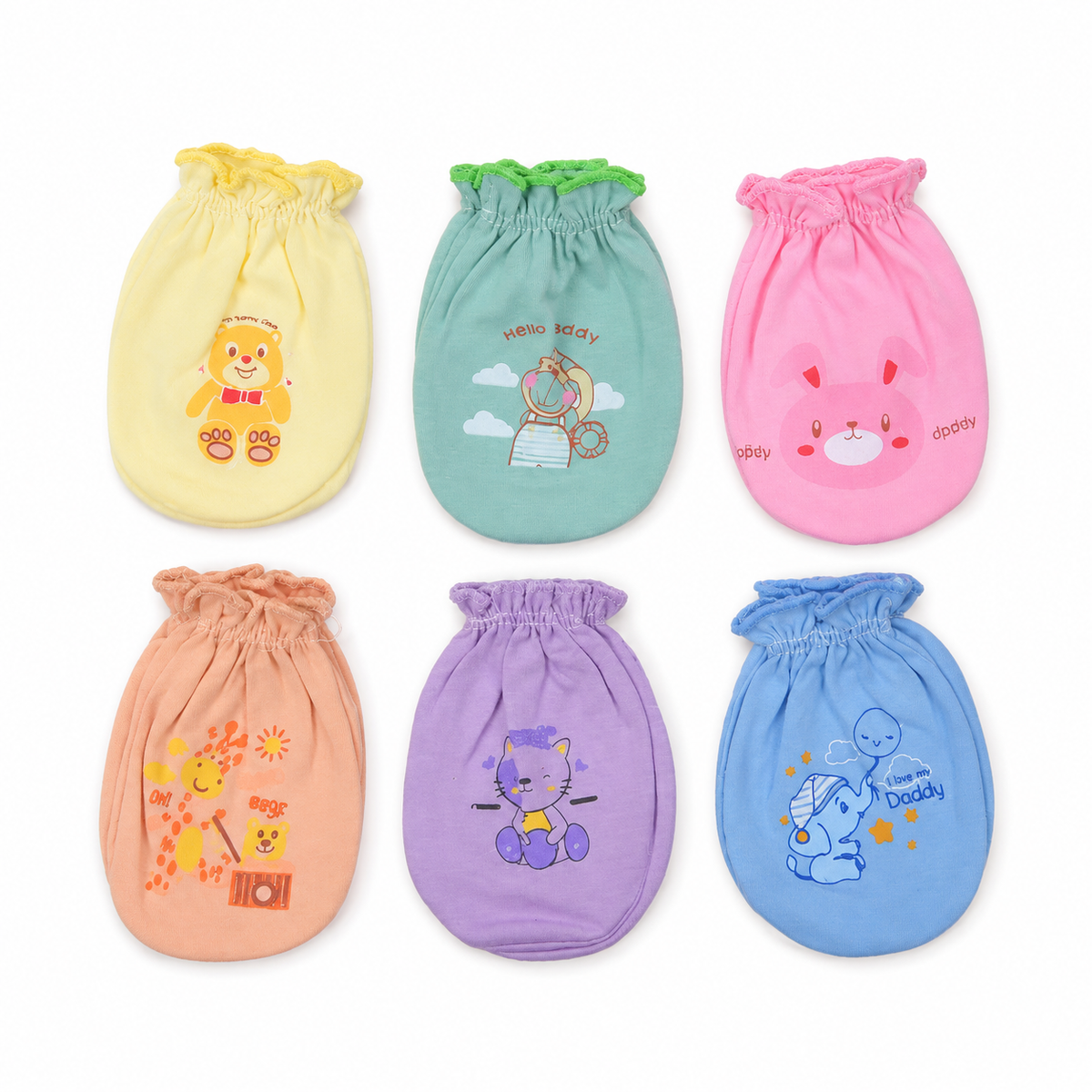 Baby Mittens 6pcs Pack Animal Printed