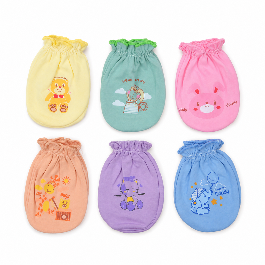 Baby Mittens 6pcs Pack Animal Printed