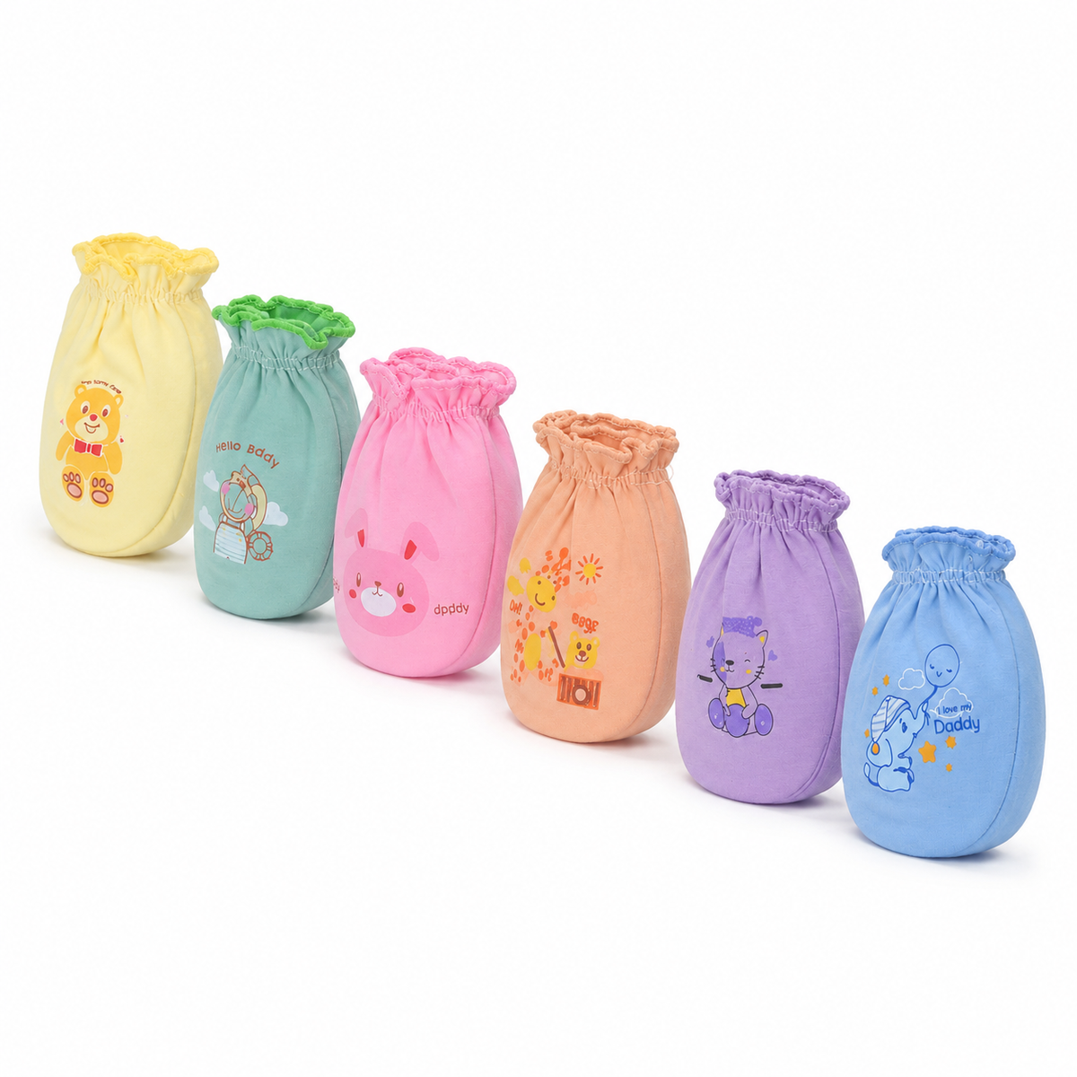 Baby Mittens 6pcs Pack Animal Printed