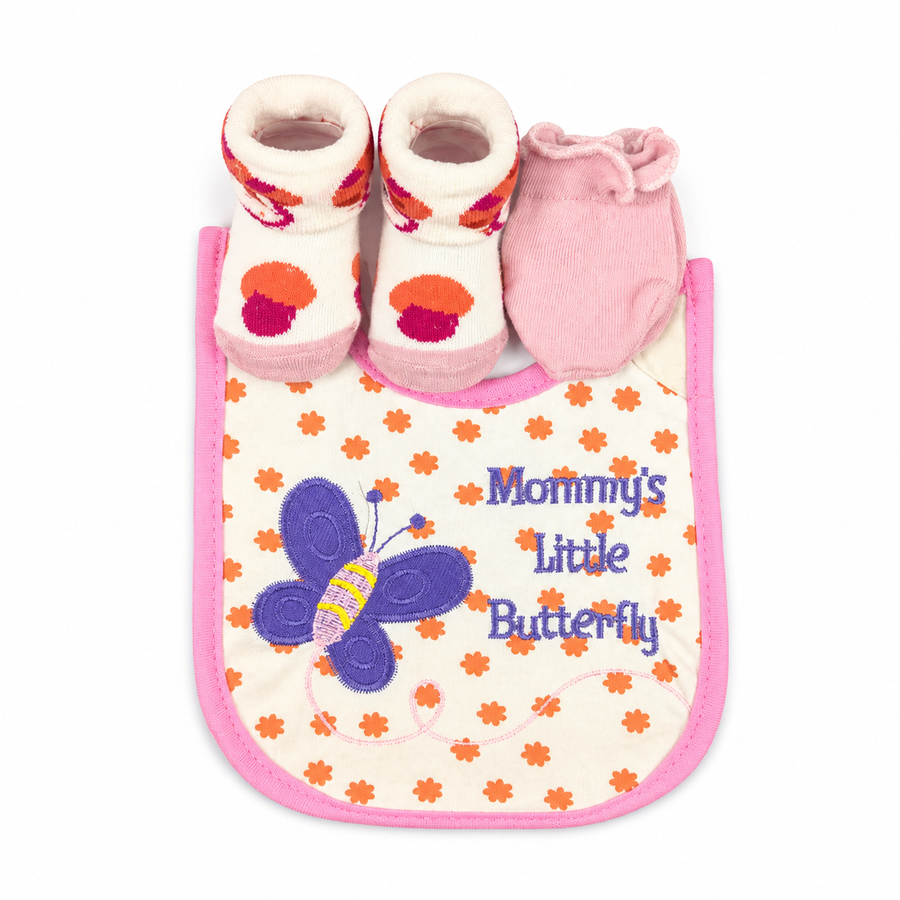 Baby Bib Set 3pcs Set Butterfly Pink Carters