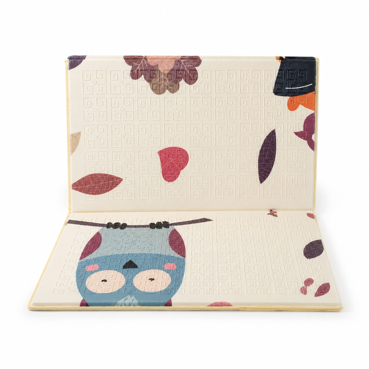 Infant Folding Floor Gym Mat Growth Chart Design with Owl & Cool Tiger (Large)