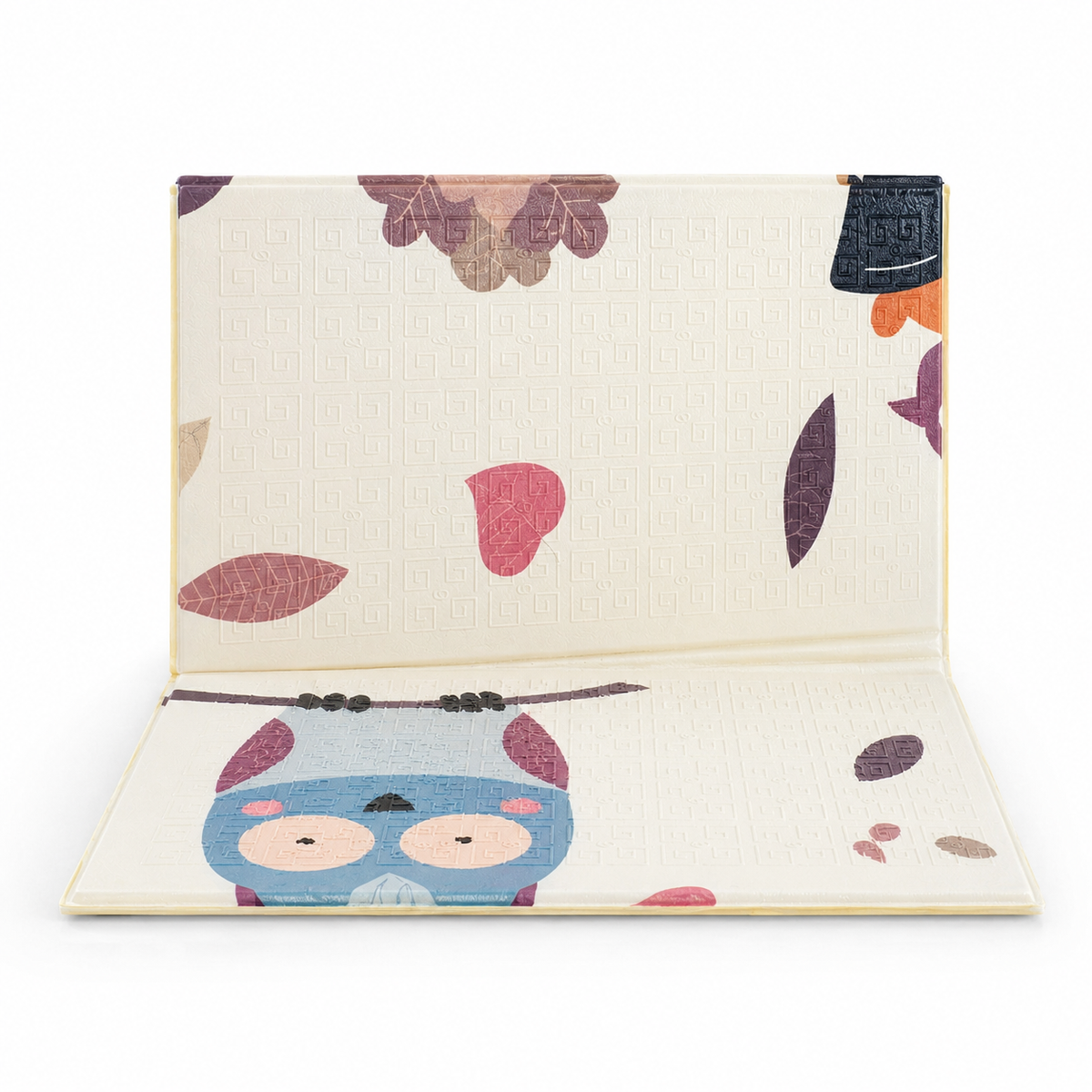 Infant Folding Floor Gym Mat Growth Chart Design with Owl & Cool Tiger (Large)