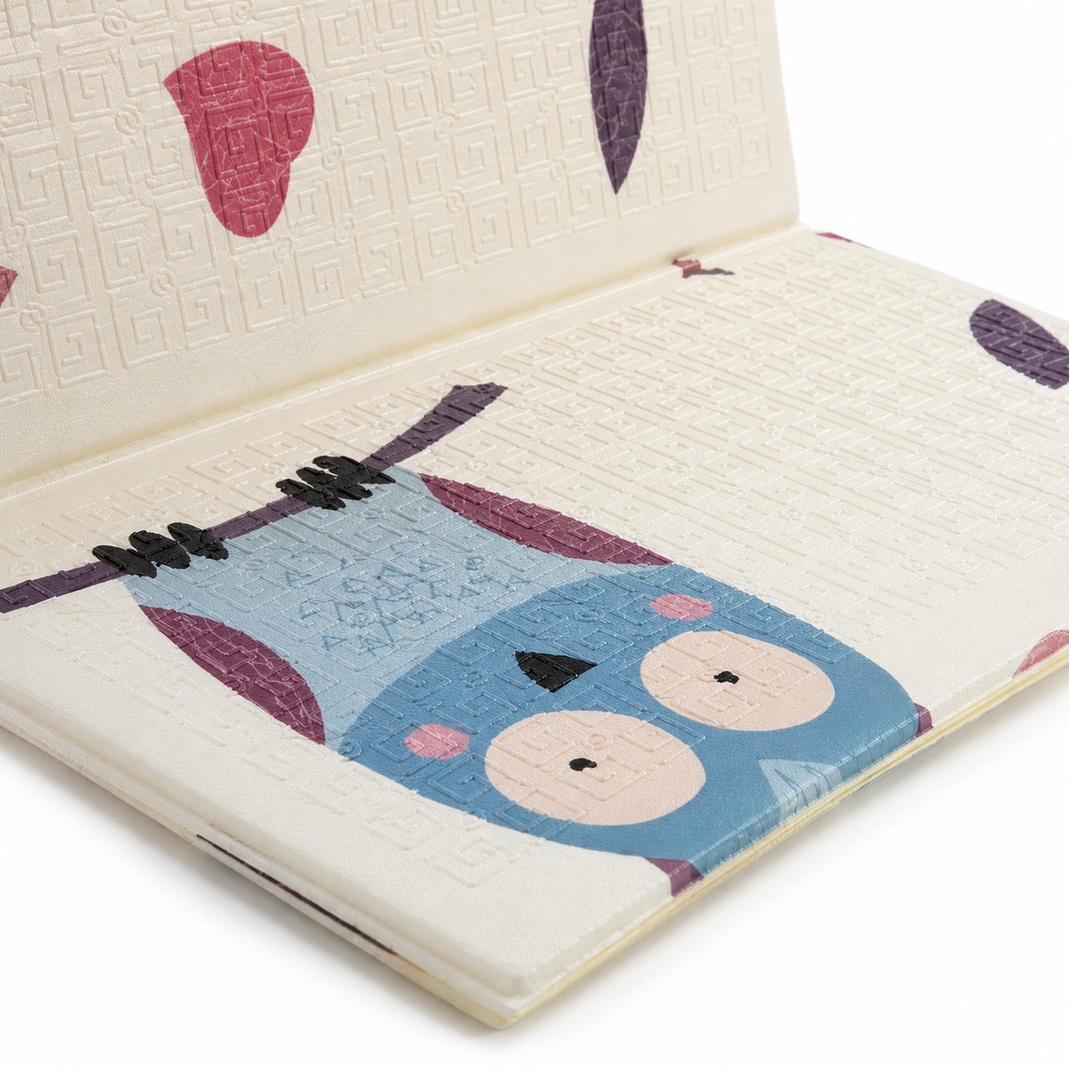 Infant Folding Floor Gym Mat Growth Chart Design with Owl & Cool Tiger (Large)