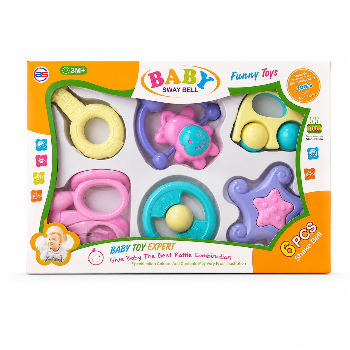 Baby Rattle Box 6pcs Multi