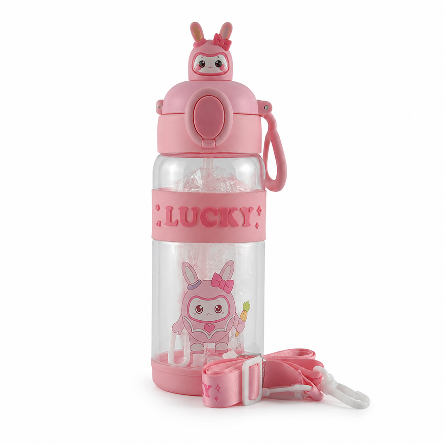 Baby Straw Sipper, Pink Labubu Design