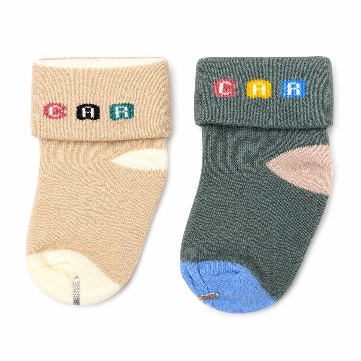 Soft Cotton Baby Socks 2-Pack with Fold-Over Cuffs, 0-12M