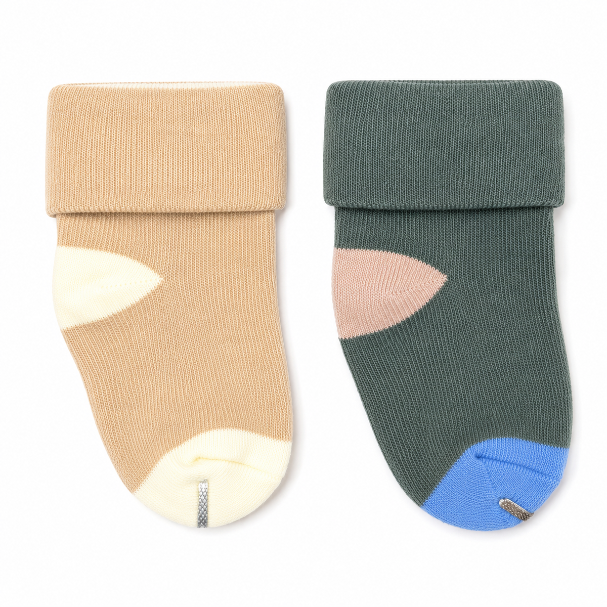 Soft Cotton Baby Socks 2-Pack with Fold-Over Cuffs, 0-12M