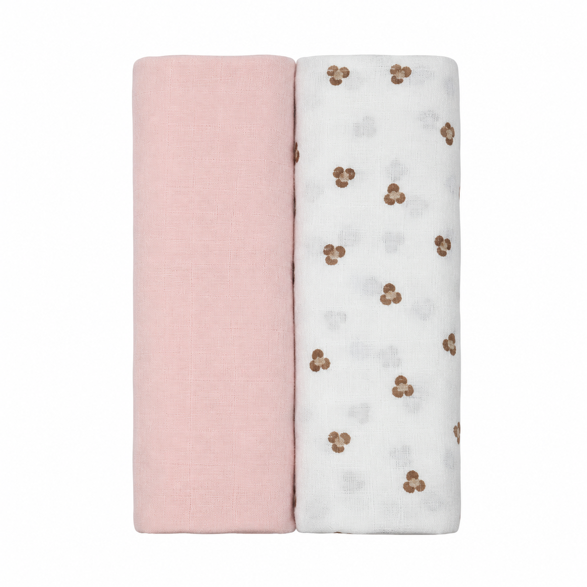 Printed Baby Swaddle Blankets 2-Pack, Peach & White