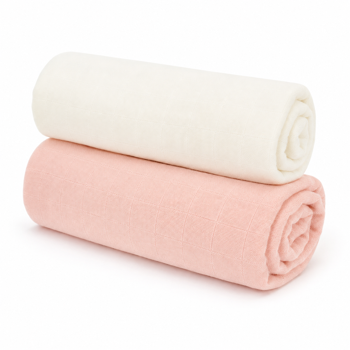 Baby Swaddle Blankets 2-Pack, Peach & White – Kidzo