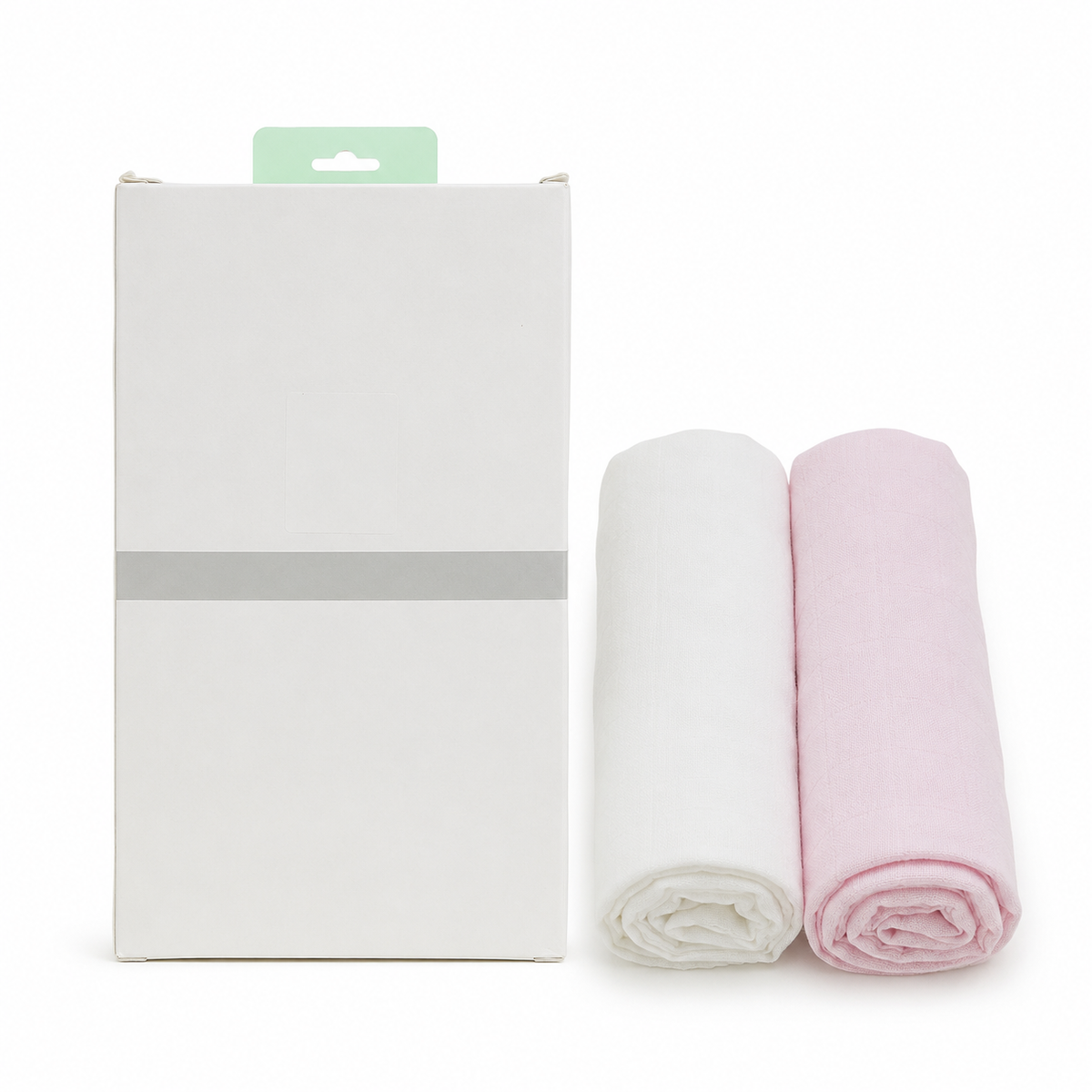 Baby Swaddle Blankets 2-Pack, White & Pink – Kidzo