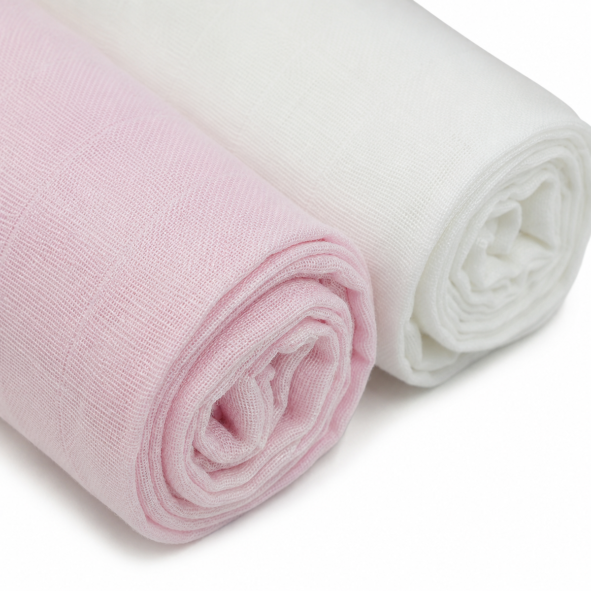 Baby Swaddle Blankets 2-Pack, White & Pink – Kidzo