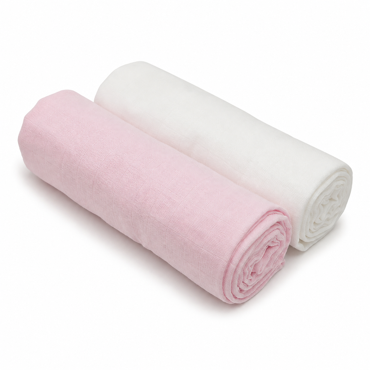Baby Swaddle Blankets 2-Pack, White & Pink – Kidzo