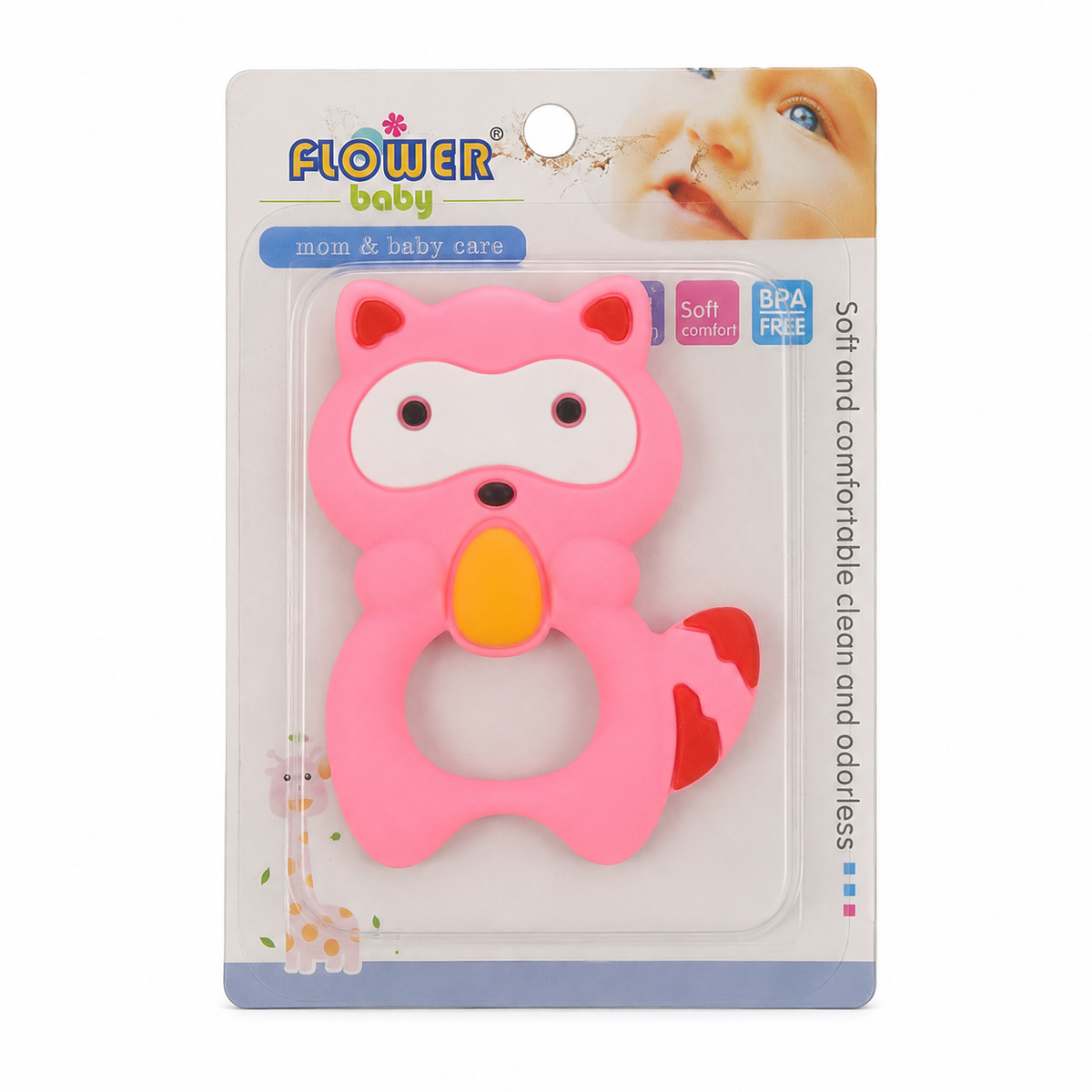 Teether Owl Pink Flower Baby