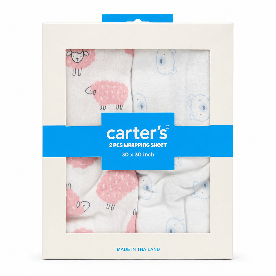 Carter’s Baby Wrapping Sheets 2-Pack, Bear & Sheep