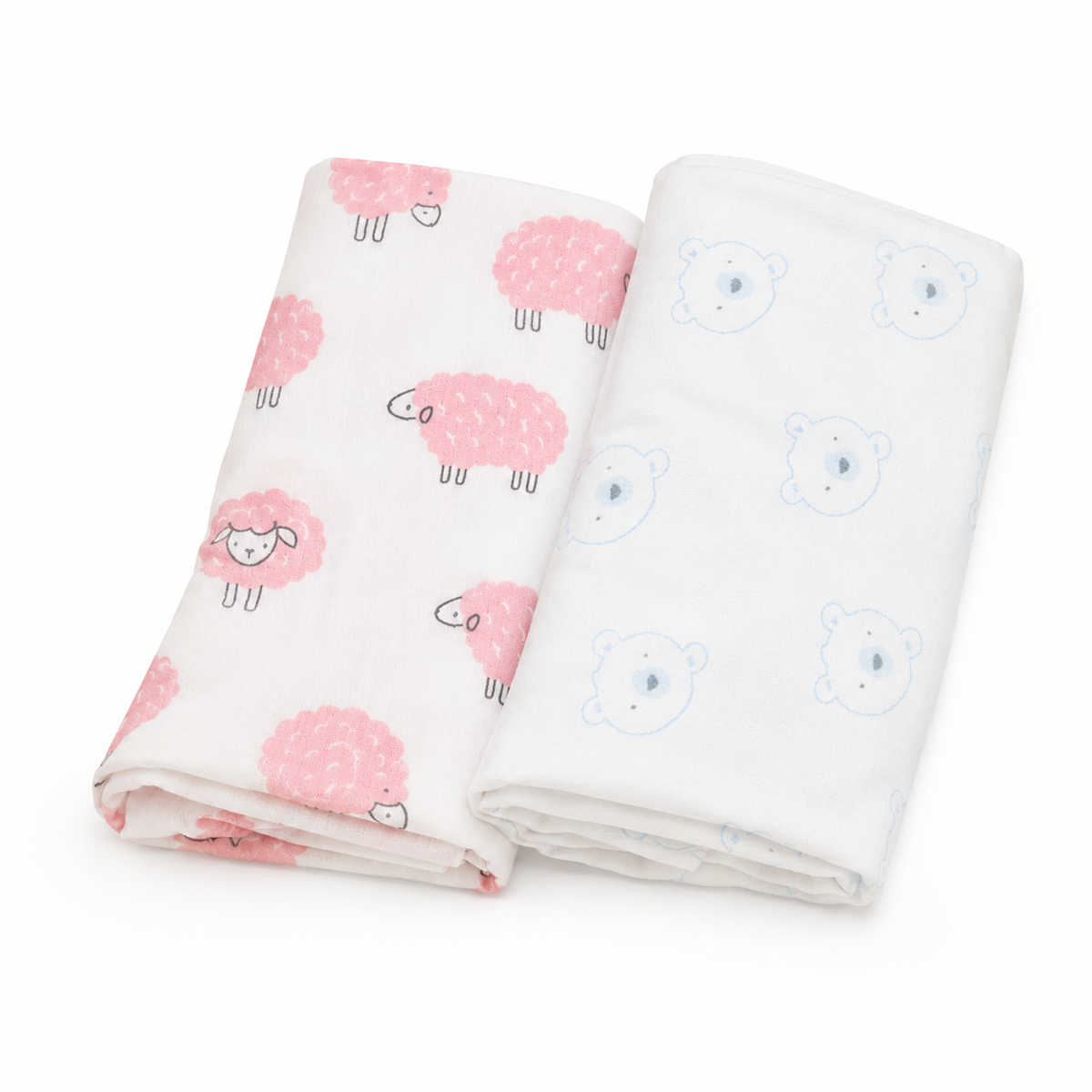 Carter’s Baby Wrapping Sheets 2-Pack, Bear & Sheep