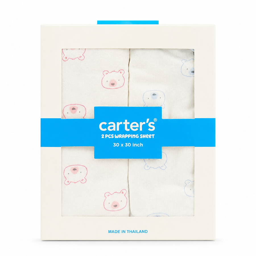 Carter’s Baby Wrapping Sheets 2-Pack, Bear Theme