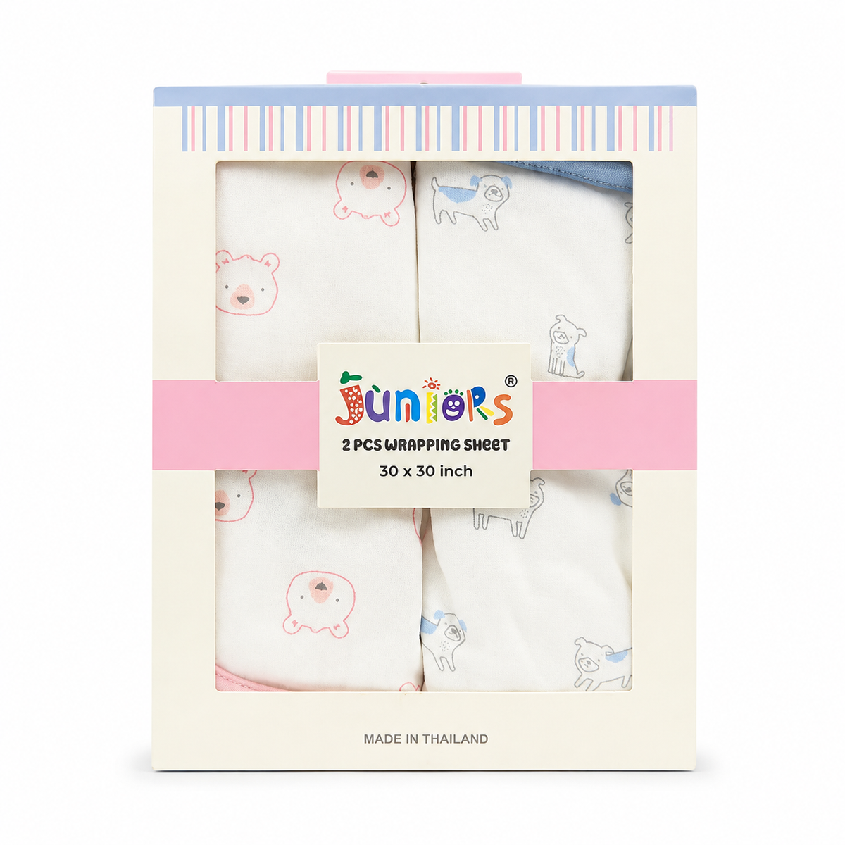 Junior Baby Wrapping Sheets 2-Pack, Bear & Dog