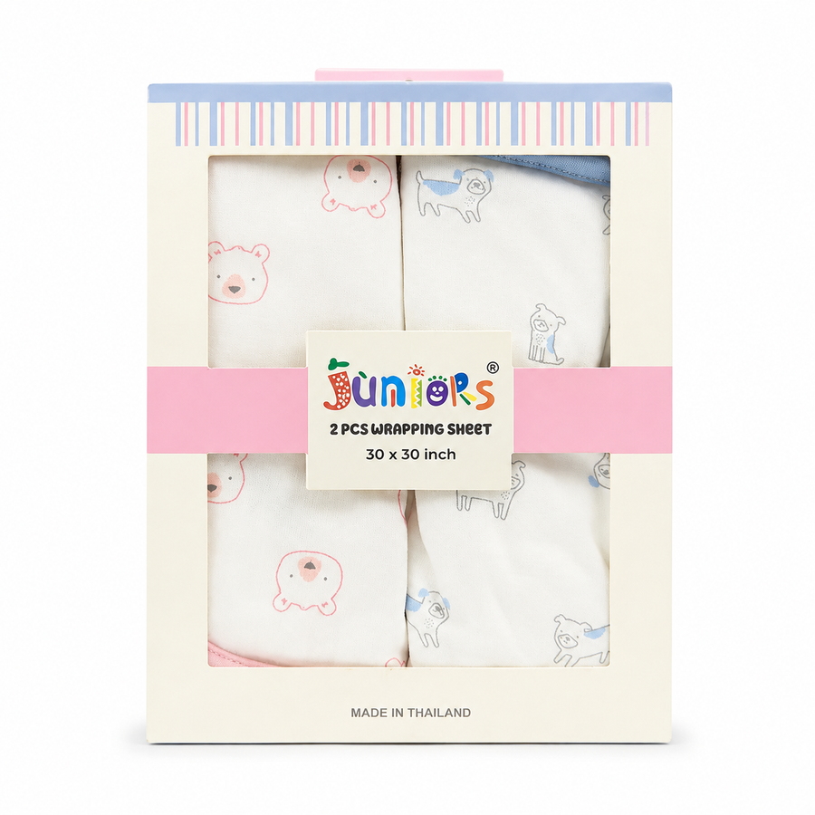 Junior Baby Wrapping Sheets 2-Pack, Bear & Dog