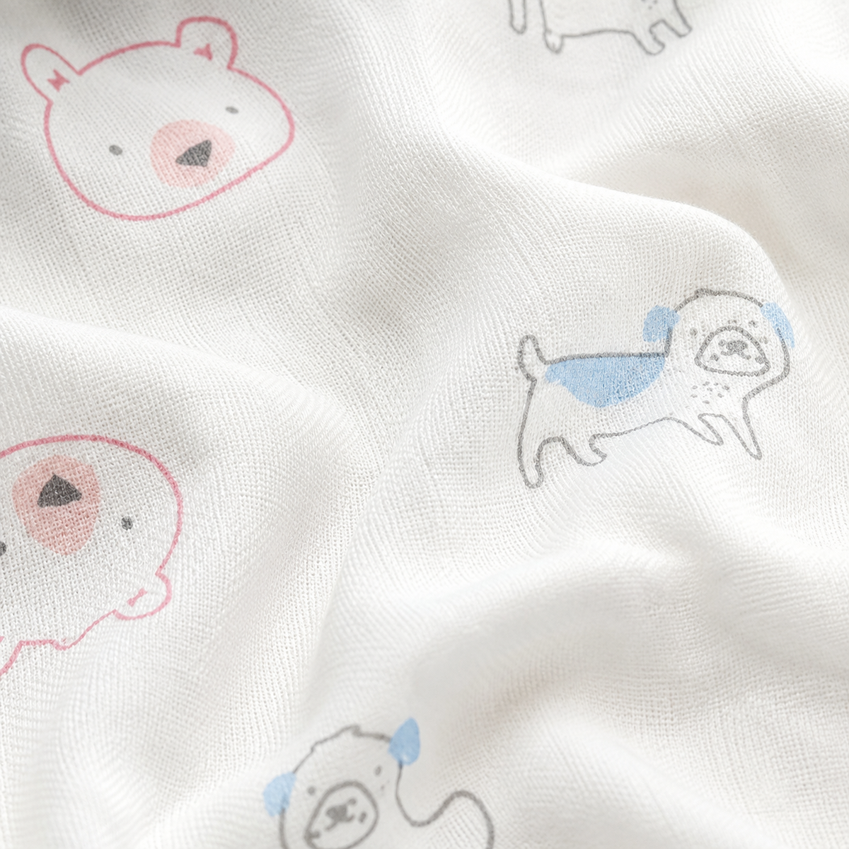 Junior Baby Wrapping Sheets 2-Pack, Bear & Dog