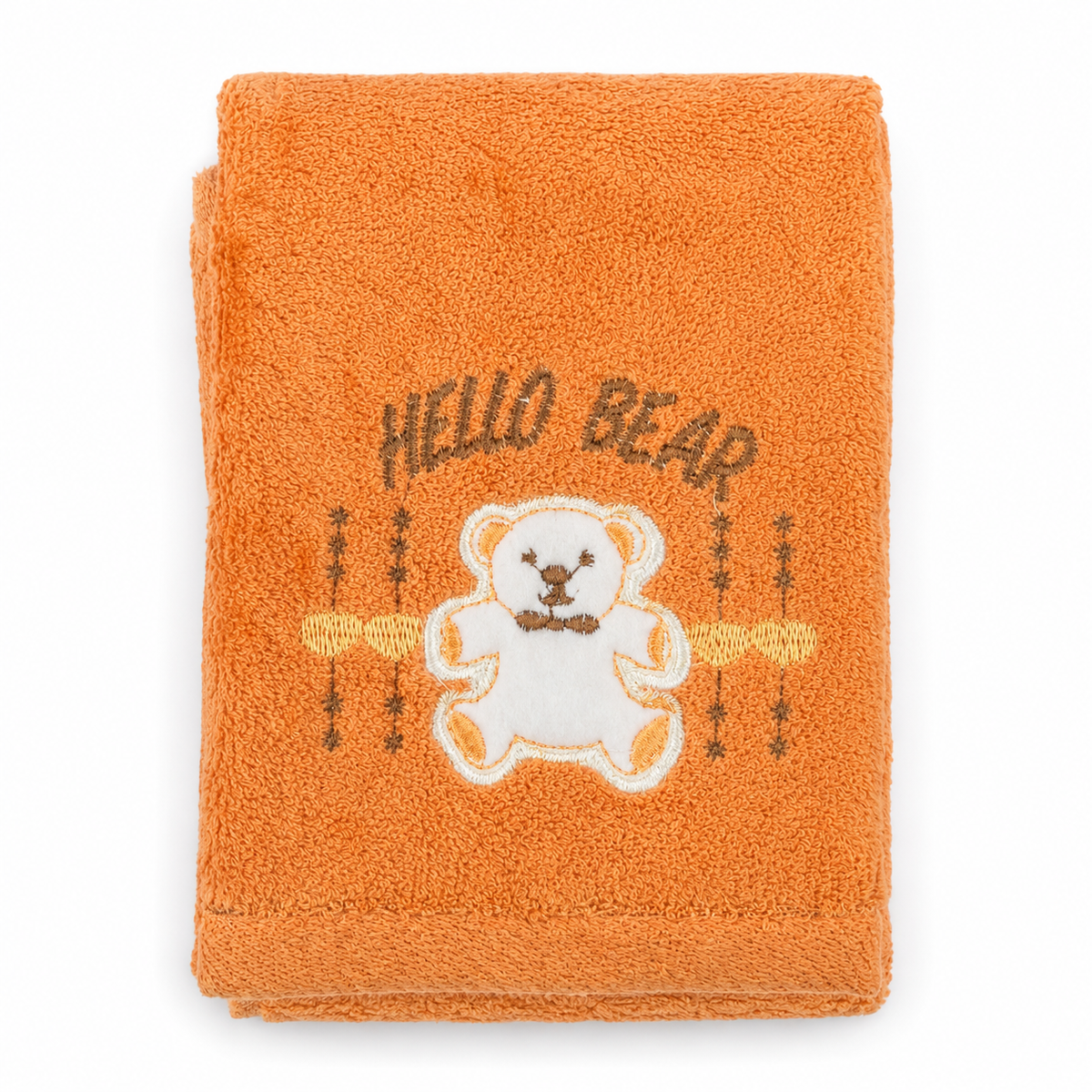 BABY BATH TOWEL PEACH BEAR EMBROIDERY