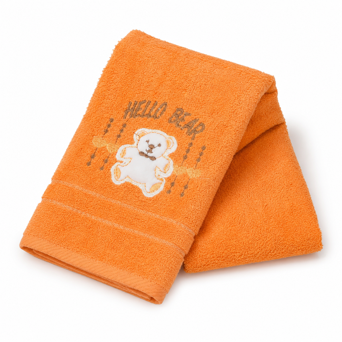 BABY BATH TOWEL PEACH BEAR EMBROIDERY