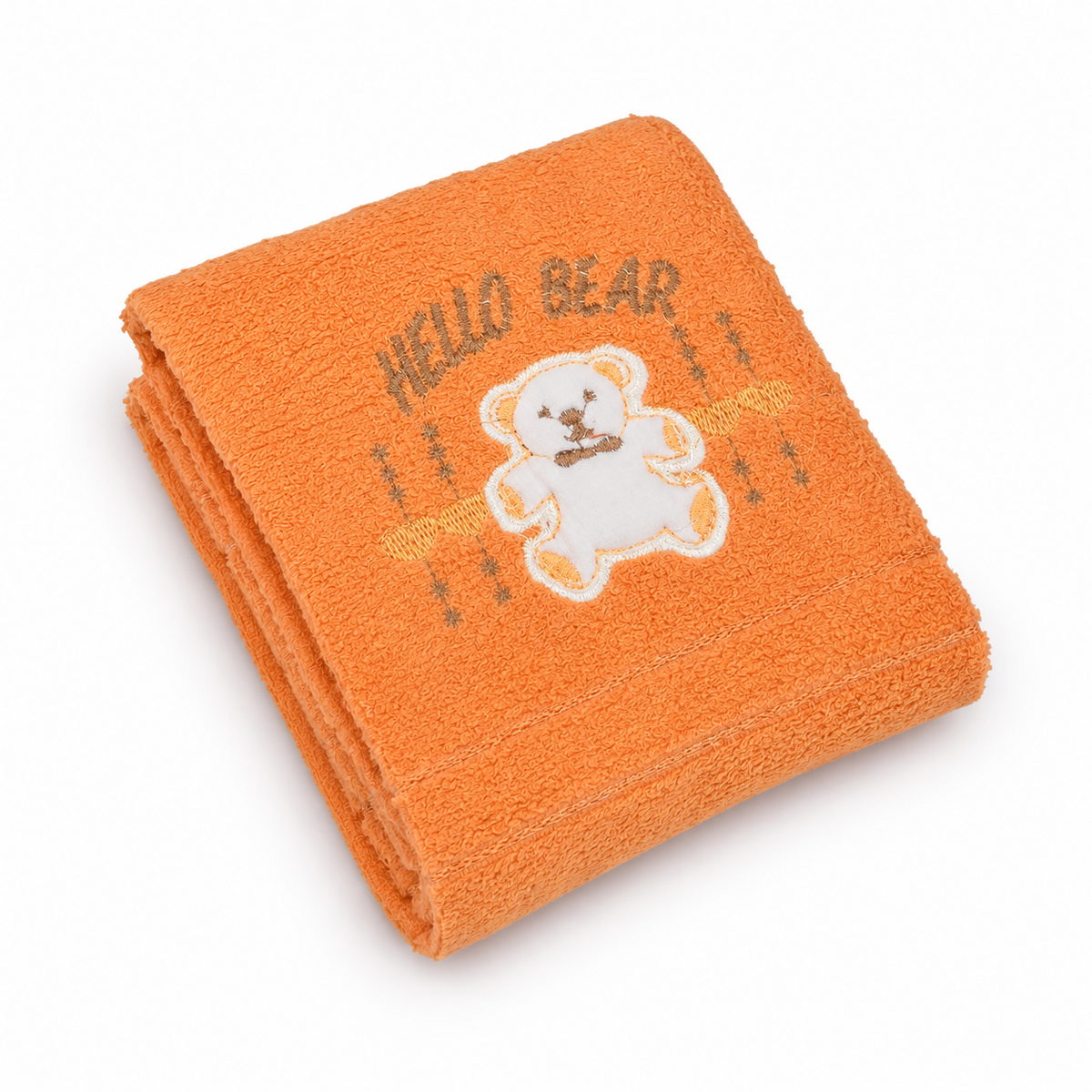 BABY BATH TOWEL PEACH BEAR EMBROIDERY