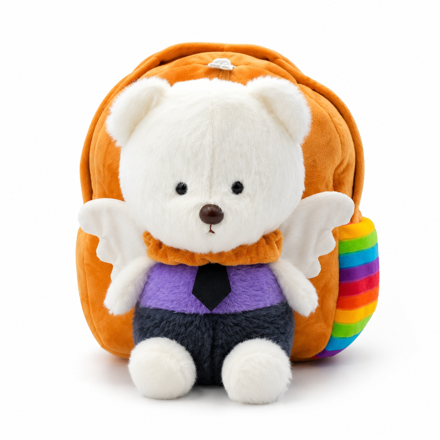 Baby School Bag Cute Teddy Bear Fur Brown