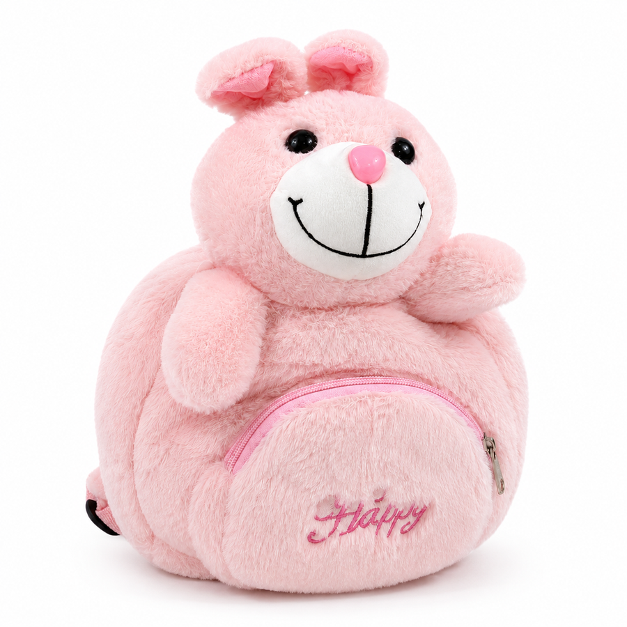 Baby School Bag Velvet Bear Pink