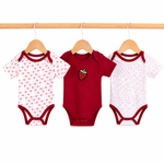 Half-Sleeve Cotton Baby Bodysuits 3-Pack – Red Strawberry