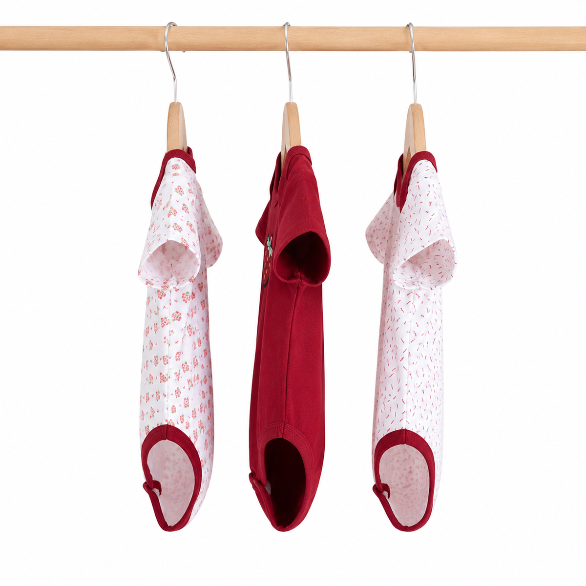 Half-Sleeve Cotton Baby Bodysuits 3-Pack – Red Strawberry