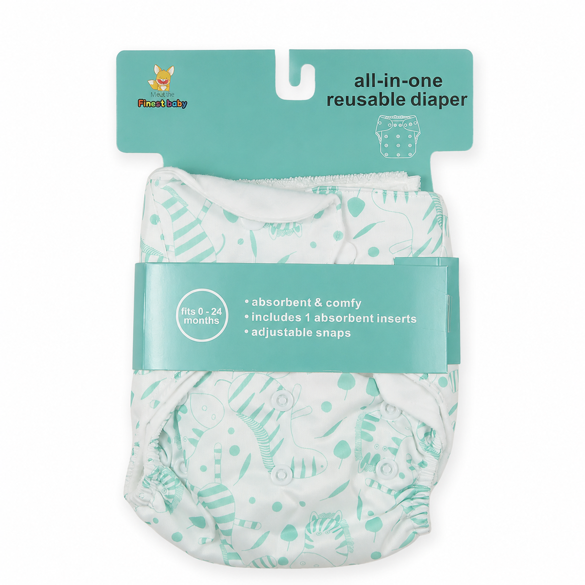 Baby Diaper Button Animal Printed Green