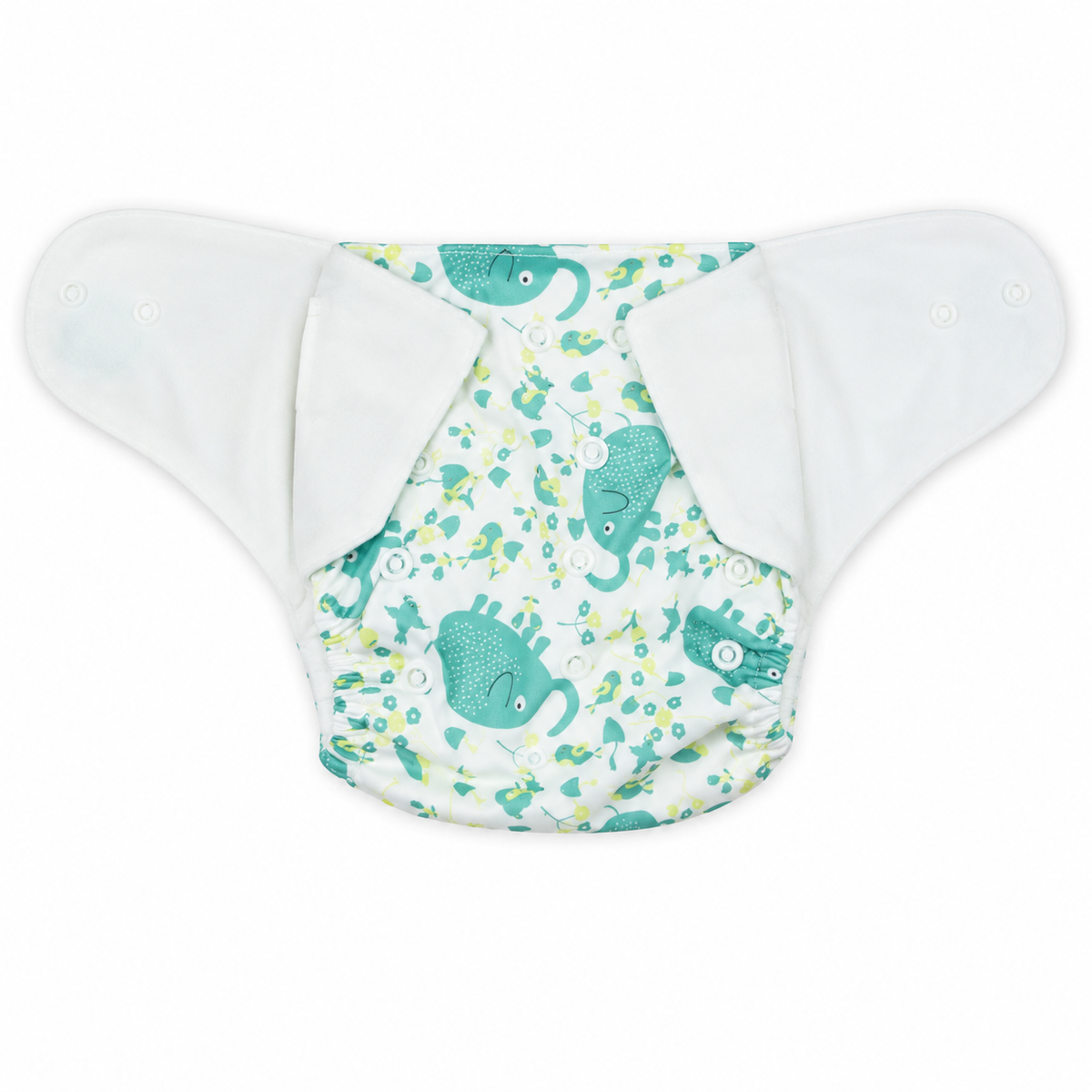 Baby Diaper Button Birds Printed Green