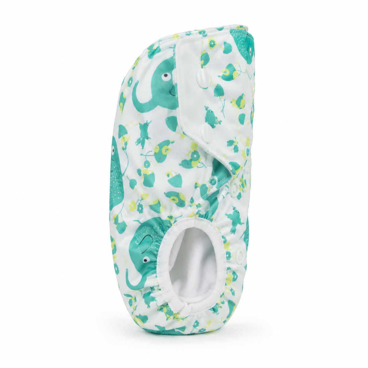 Baby Diaper Button Birds Printed Green