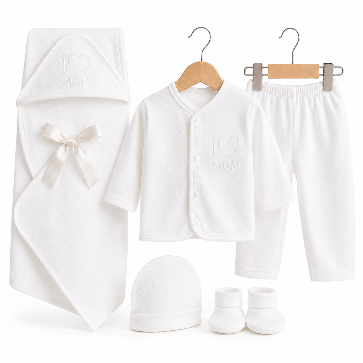 Baby Suit 5 Pieces Set White Color Kotrai I Love Mom