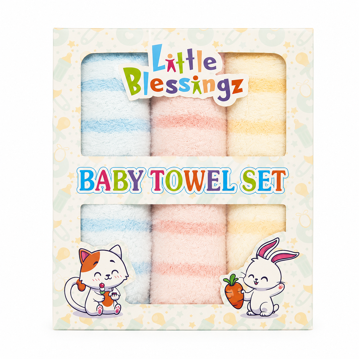 Baby Face Towels 3-Pack, Pastel Ribbed – Little Blessingz