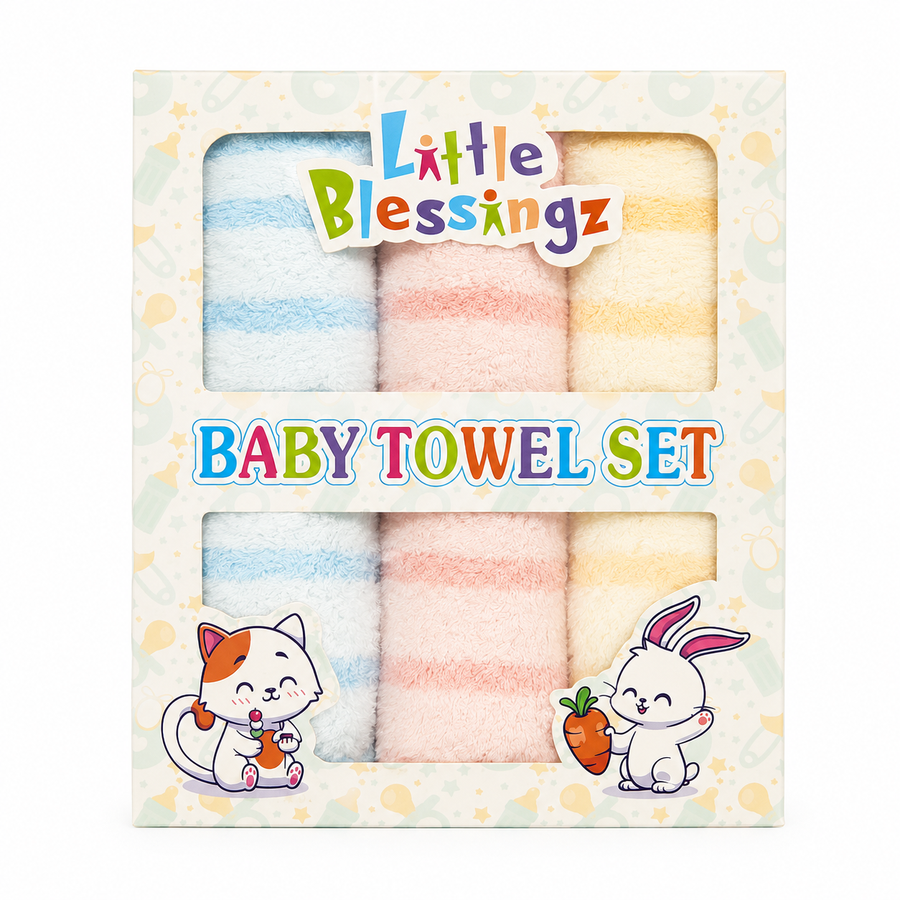 Baby Face Towels 3-Pack, Pastel Ribbed – Little Blessingz
