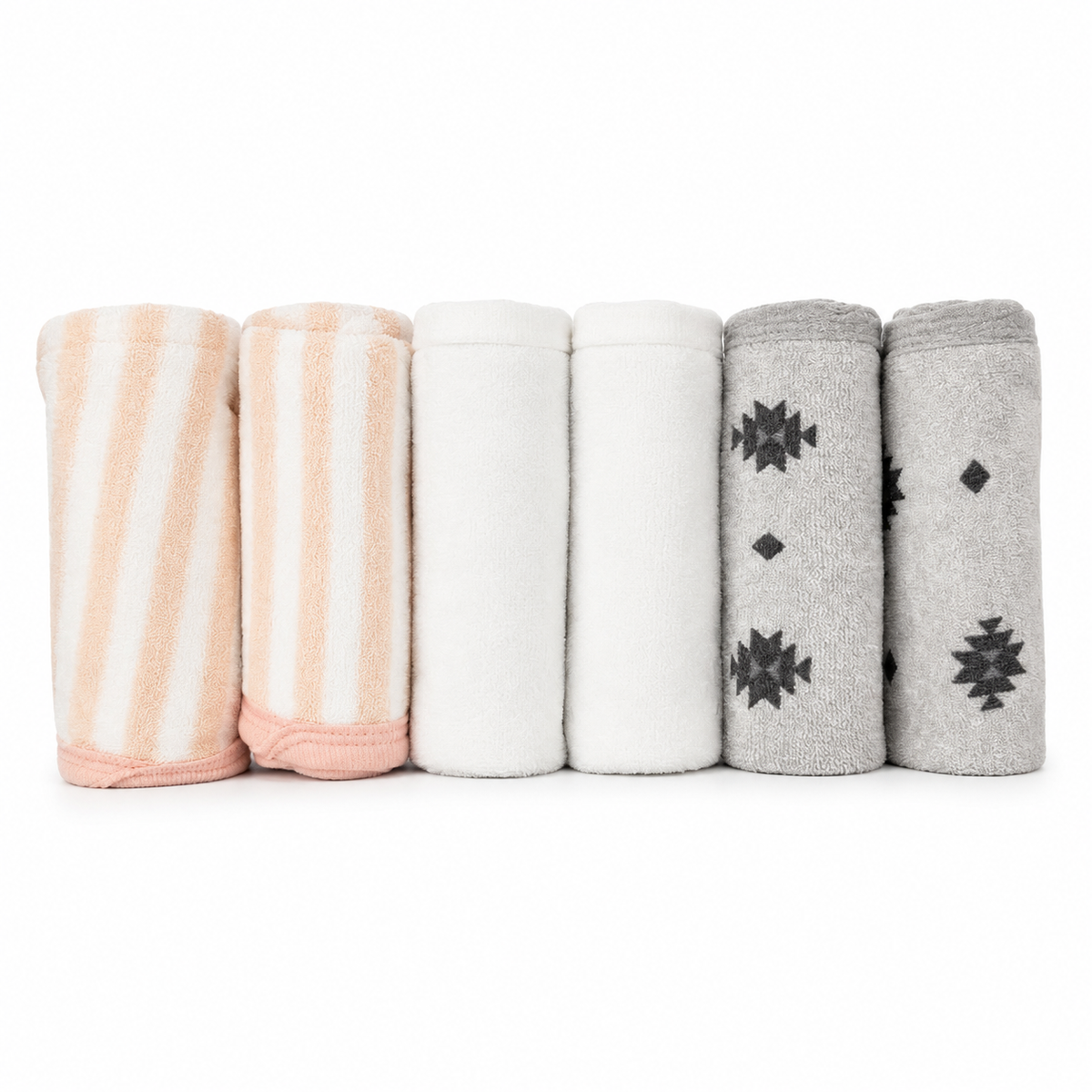 Cotton Baby Face Towels 6-Pack, Turquoise & Mint, 10x10